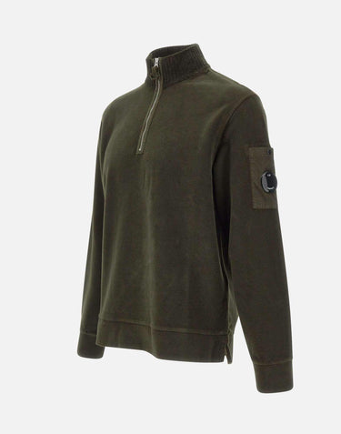 "Brushed Emerized Diagonal Fleece Half Zip Lens Sweatshirt" 19CMSS251A 006614G683 C.P. COMPANY 