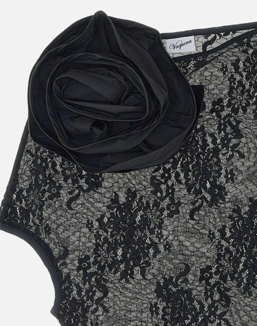 Top in pizzo con fiore VAQ11T040 BLACK VAQUERA 