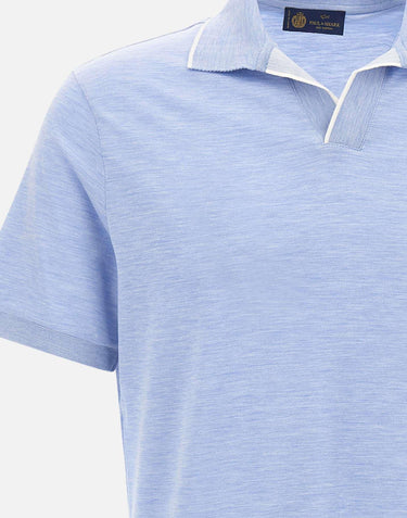 Polo open collar in misto seta e cotone 26411237 752 PAUL&SHARK 