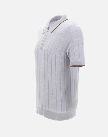 Polo in seta con zip 43128 23510050 GRAN SASSO 