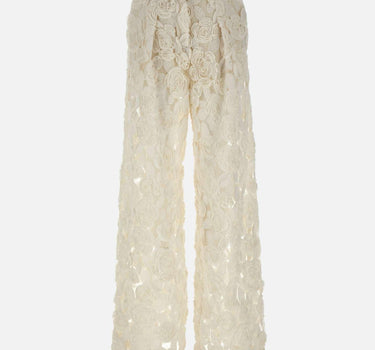 Pantalone "Floral Embroidery" RP16553 CREAM NISSA 