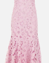 Abito midi in pizzo con scollo sulla schiena 254MP PINK SELF-PORTRAIT 