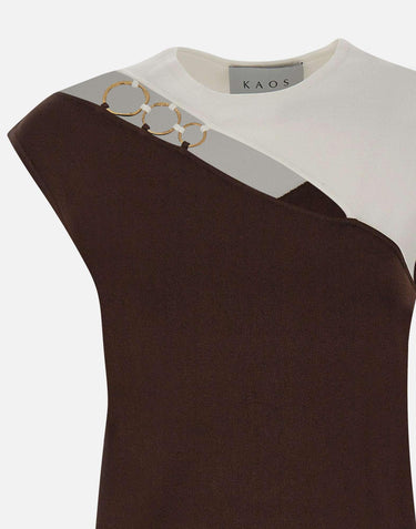 Top bicolor con anelli SP1NT008 6A44 KAOS 