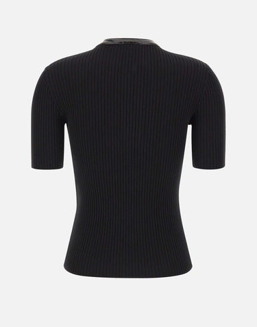 "Vinyl and Knit Polo" 326MT0539FI0001 BLACK COURREGES 