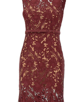 Abito midi in pizzo guipure 167MABU BURGUNDY SELF-PORTRAIT 