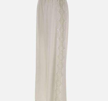 Pantaloni in lino con dettagli in pizzo W01210781 OFFWHITE MAURIZIO MYKONOS 