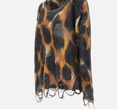 Maglia leopard in lana destroyed F5LAWOJP063 570 LANEUS 