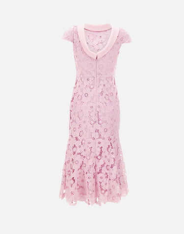 Abito midi in pizzo con scollo sulla schiena 254MP PINK SELF-PORTRAIT 