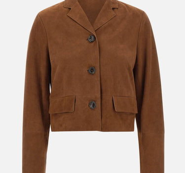 Giacca boxy in pelle scamosciata CA6379P0382 81242 LIU-JO 