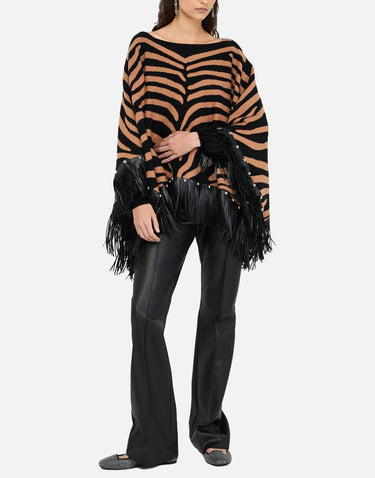 Poncho zebrato con frange 2F5053M0300 09Z83 LIU-JO 