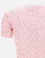 "Pointelle Knit Top" 057TP PINK SELF-PORTRAIT 