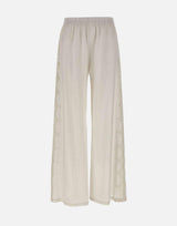 Pantaloni in lino con dettagli in pizzo W01210781 OFFWHITE MAURIZIO MYKONOS 