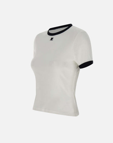 T-shirt "Signature contrast" VESJTS017JS0070 WHTBLK COURREGES 