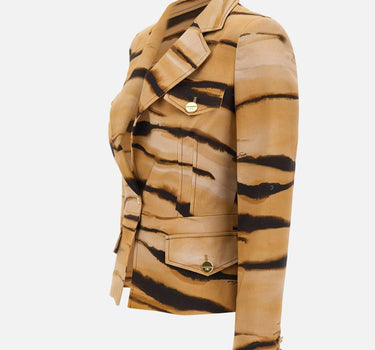 Giacca in drill con stampa tigre GI23762E2 470 ELISABETTA FRANCHI 