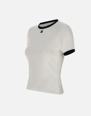 T-shirt "Signature contrast" VESJTS017JS0070 HERWHITEBLK COURREGES 