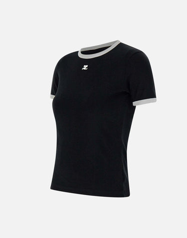 T-shirt "Signature contrast" VESJTS017JS0070 BLKHERWHITE COURREGES 