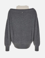 Maglia con ricami gioiello MF5126MA85Q 03738 LIU-JO 