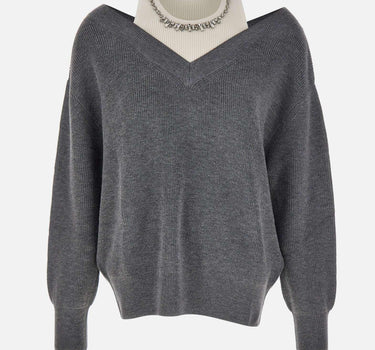 Maglia con ricami gioiello MF5126MA85Q 03738 LIU-JO 