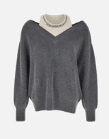 Maglia con ricami gioiello MF5126MA85Q 03738 LIU-JO 