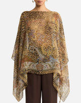 Top poncho in seta con motivo paisley animalier WRJA0027 AKG71X0826 ETRO 