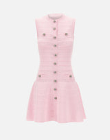 Mini abito in maglia traforata con strass 063SP PINK SELF-PORTRAIT 