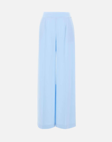 Pantaloni in crêpe a vita alta P16523 LIGHTBLUE NISSA 