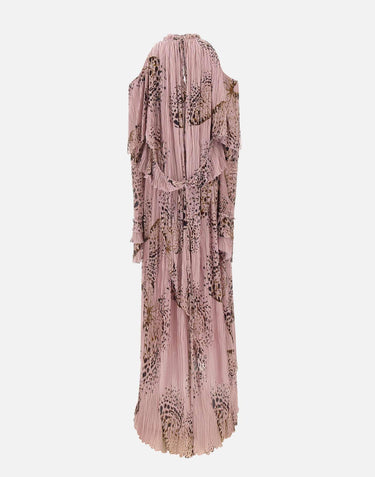 Abito lungo in georgette plissé stampato 4A432A M1445 BLUMARINE 