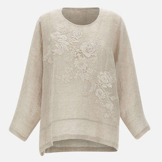 Blusa in lino con dettagli in pizzo W08221081 LTBROWN MAURIZIO MYKONOS 