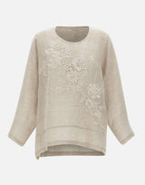 Blusa in lino con dettagli in pizzo W08221081 LTBROWN MAURIZIO MYKONOS 