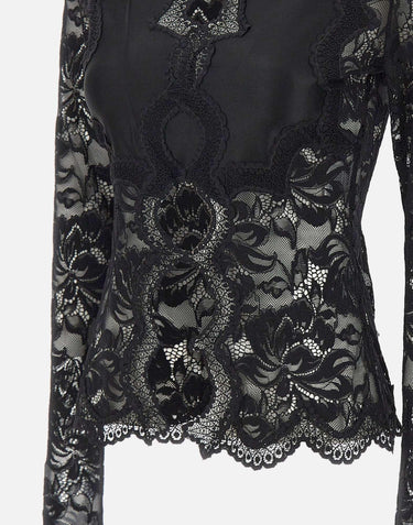 Top in pizzo a maniche lunghe cut-out 26PJT0173PA0170 P001 RABANNE 