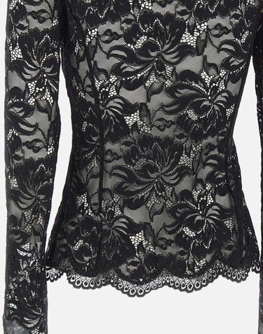 Top in pizzo a maniche lunghe cut-out 26PJT0173PA0170 P001 RABANNE 