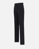Pantaloni a palazzo in crêpe con bande in raso PA08251E2 110 ELISABETTA FRANCHI 