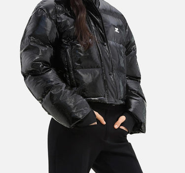 "Cropped Vinyl Puffer Jkt" 323CMA106VY0016 BLACK COURREGES 