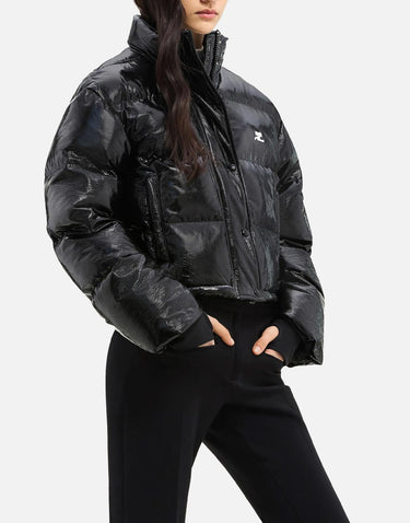 "Cropped Vinyl Puffer Jkt" 323CMA106VY0016 BLACK COURREGES 