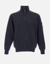 "Brushed and Emerized Diagonal Fleece Half Zip Sweatshirt" 19CMSS142A 006372G888 C.P. COMPANY 