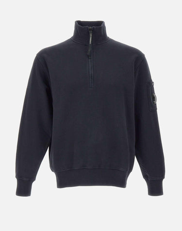 "Brushed and Emerized Diagonal Fleece Half Zip Sweatshirt" 19CMSS142A 006372G888 C.P. COMPANY 