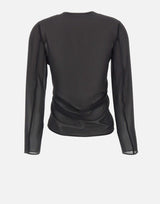 Blusa con zip e arricciatura S52NH0047 M35468900 MM6 MAISON MARGIELA 