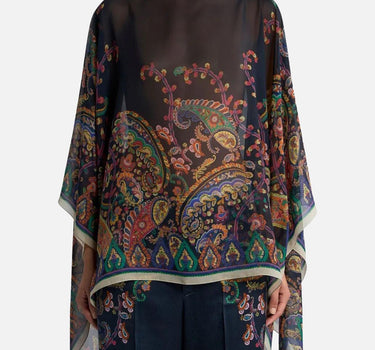 Top poncho in seta con stampa paisley floreale WRJA0027 AKG22X0883 ETRO 