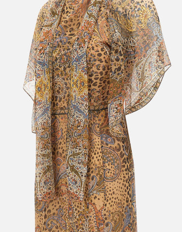 Abito lungo in seta con foulard e motivo paisley animalier WRHA0527 99SP1K8X0826 ETRO 