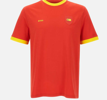 T-shirt in cotone elasticizzato con bandiera 50562134 648 BOSS 