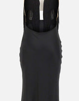 Abito lungo con frange RS16302 BLACK NISSA 