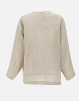 Blusa in lino con dettagli in pizzo W08221081 LTBROWN MAURIZIO MYKONOS 