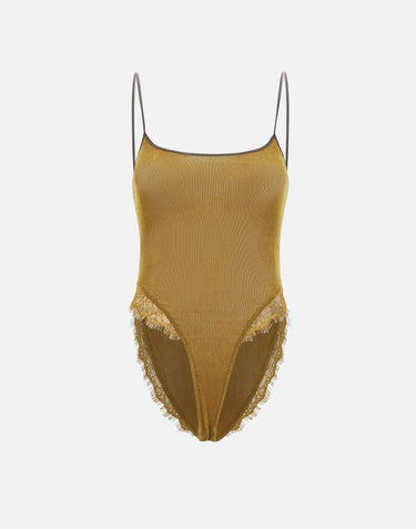 "Olive green velvet lace bodysuit" BX003 OLIVEGREEN JACQUES WEI 