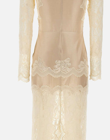 Abito lungo in pizzo a colto alto 25PJR0043PA0170 P105 RABANNE 