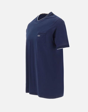T-shirt in cotone con taschino 25411007 013 PAUL&SHARK 