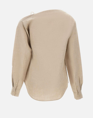Blusa in lino asimmetrica COPCH52F2060 BEI COPERNI 