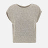 Maglia smanicata con paillettes e piume 173020 752 KANGRA 