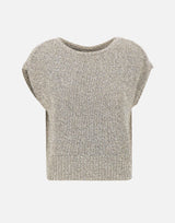Maglia smanicata con paillettes e piume 173020 752 KANGRA 