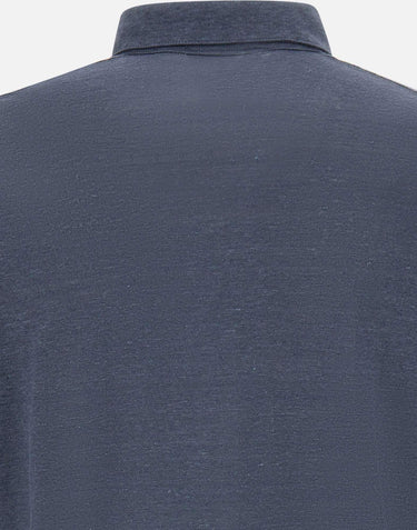 Polo in lino DK87124 BLU DIKTAT 