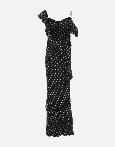 Abito lungo in georgette a pois 176XB BLACK SELF-PORTRAIT 